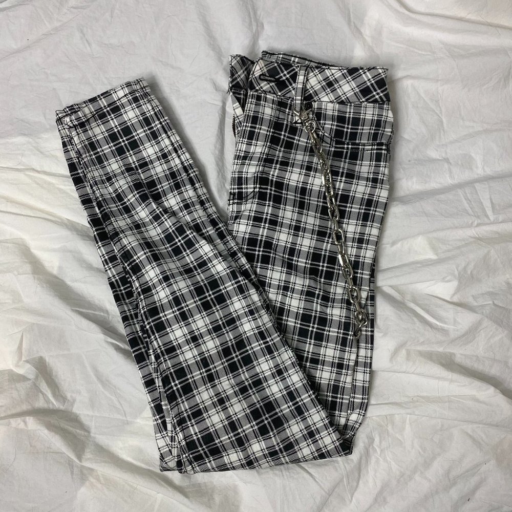 Plaid skinny jeggings